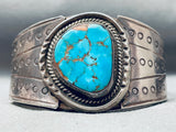 Sturdy Vintage Native American Navajo Morenci Turquoise Sterling Silver Bracelet-Nativo Arts