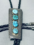 Enormous Vintage Native American Navajo 4 Morenci Turquoise Sterling Silver Bolo-Nativo Arts