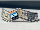 Native American One Of The Most Intricate Vintage Santo Domingo Inlay Sterling Silver Bracelet-Nativo Arts
