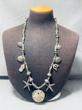Native American Rare Longer 30 Inch Seashell Vintage Navajo Sterling Silver Necklace-Nativo Arts