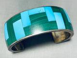 Best 7 Inch Wrist Vintage Native American Navajo Mlacht Turquoise Sterling Silver Inlay Bracelet-Nativo Arts