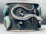 137 Grams Vintage Native American Navajo Turquoise Lizard Sterling Silver Bracelet-Nativo Arts