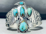 Astounding Vintage Native American Navajo Royston Turquoise Sterling Silver Thunderbird Bracelet-Nativo Arts
