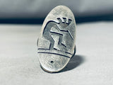 Exceptional Vintage Native American Hopi Signed Sterling Silver Kokopelli Colossal Ring-Nativo Arts