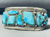 Rare Vintage Native American Navajo Morenci Old Kingman Turquoise Sterling Silver Bracelet-Nativo Arts