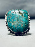 Classic Vintage Native American Navajo Green Turquoise Sterling Silver Ring-Nativo Arts