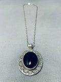 Sensational Vintage Native American Navajo Black Onyx Sterling Silver Necklace Signed-Nativo Arts