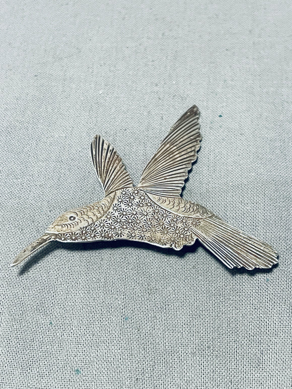 Magical Vintage Native American Navajo Sterlnig Silver Hummingbird Pin-Nativo Arts