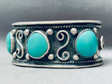 Swirls Galore Vintage Native American Navajo Sky Blue Turquoise Sterling Silver Bracelet-Nativo Arts