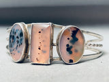 Spotted Pink Stones Vintage Native American Navajo Sterling Silver Bracelet-Nativo Arts