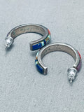 Cal Begay Authentic Vintage Native American Navajo Turquoise Sterling Silver Earrings-Nativo Arts