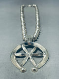 Marvelous Native American Navajo Handcarved Sterling Silver Massive Naja Necklace-Nativo Arts
