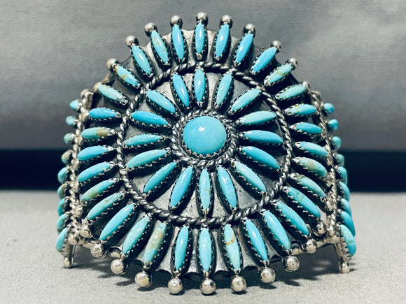 Native American Needles Of Turquoise Vintage Zuni Sterling Silver Cluster Bracelet-Nativo Arts