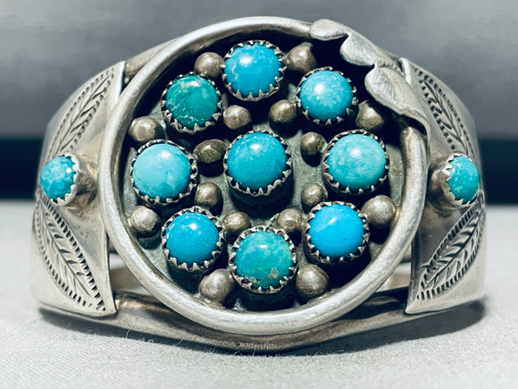 Jerr Francisco Vintage Native American Navajo Turquoise Sterling Silver Bracelet-Nativo Arts