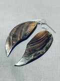 Extraordinary Native American Zuni Shell Turquoise Coral Cornstalk Maiden Earrings-Nativo Arts