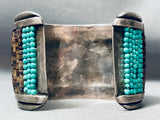6.5-INCH WRIST VINTAGE NAVAJO TURQUOISE HISHI STERLING SILVER INLAY BRACELET