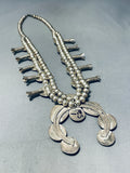 Gasp! Vintage Native American Navajo Dry Creek Turquoise Sterling Silver Squash Blossom Necklace-Nativo Arts