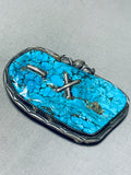 One Of The Best Vintage Native American Navajo Morenci Turquoise Sterling Silver Buckle Old-Nativo Arts