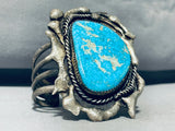 103 Gram Dropdead Fab Vintage Native American Navajo Turquoise Sterling Silver Bracelet Old-Nativo Arts