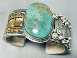 One Of Most Detailed Vintage Native American Navajo Green Turquoise Sterling Silver Bracelet-Nativo Arts