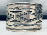 Vintage Rug Pattern!! Native American Navajo Sterling Silver Wide Bracelet-Nativo Arts