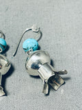 Unforgettable Native American Navajo Turquoise Sterling Silver Blossom Earrings-Nativo Arts