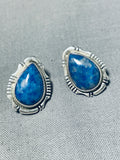 Best Vintage Native American Navajo Denim Lapis Sterling Silver Earrings-Nativo Arts