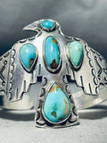 Astounding Vintage Native American Navajo Royston Turquoise Sterling Silver Thunderbird Bracelet-Nativo Arts