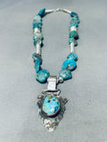 Fascinating Vintage Native American Navajo Turquoise Sterling Silver Arrowhead Necklace-Nativo Arts