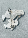Eric Lonjose Striking Vintage Native American Zuni Onyx Sterling Silver Pendant