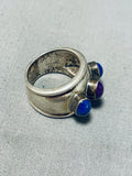 Exquisite Vintage Native American Navajo Sugulite Lapis Sterling Silver Ring-Nativo Arts