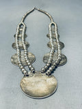 Gasp! Hand Carved Vintage Native American Navajo Sterling Silver Squash Blossom Necklace-Nativo Arts