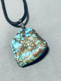 Jaw-dropping Vintage Native American Navajo Spiderweb Turquoise Leather Necklace-Nativo Arts