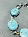 Fabulous Vintage Native American Navajo #8 Turquoise Mine Sterling Silver Link Bracelet-Nativo Arts