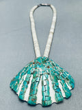 Early 1900's Vintage Santo Domingo Green Turquoise Sterling Silver Necklace-Nativo Arts