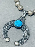 Outstanding Vintage Native American Zuni Kingman Turquoise Sterling Silver Necklace-Nativo Arts