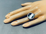 Native American Center Flipping Medallion Vintage Inlay Turquoise Sterling Silver Ring-Nativo Arts