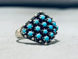 Native American Elegant Vintage Zuni Blue Gem Turquoise Sterling Silver Ring-Nativo Arts