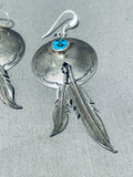 Native American Brilliant Vintage Morenci Turquoise Sterling Silver Shield Earrings-Nativo Arts