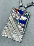 Important Vintage Navajo Ric Laselute Inlay Sterling Silver Necklace-Nativo Arts