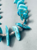 Exquisite 176 Grams Native American Navajo Heishi Kingman Turquoise Sterling Silver Necklace-Nativo Arts
