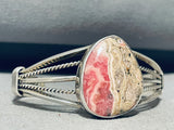 Rhodochrosite Fab Vintage Native American Navajo Sterling Silver Bracelet Cuff-Nativo Arts