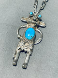 Detailed Vintage Native American Navajo Turquoise Kachina Sterling Silver Necklace-Nativo Arts