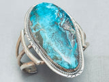 Towering Vintage Native American Navajo Blue Diamond Turquoise Sterling Silver Bracelet-Nativo Arts