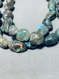 143 Gram Vintage Santo Domingo Blue Green Turquoise Sterling Silver Necklace-Nativo Arts