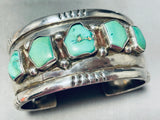 Heavy And Sturdy!! Vintage Native American Navajo Green Turquoise Sterling Silver Bracelet-Nativo Arts
