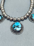 Gorgeous Vintage Native American Navajo Turquoise Sterling Silver Necklace Old-Nativo Arts