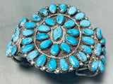 Bill Smith Vintage Native American Navajo Turquoise Sterling Silver Cluster Bracelet-Nativo Arts