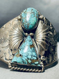 Important John Baca Vintage Native American Navajo Spiderweb Turquoise Sterling Silver Bracelet-Nativo Arts