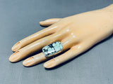 Stunning Native American Navajo Green Waterweb Turquoise Sterling Silver Immense Ring-Nativo Arts